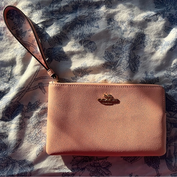 Coach Large Corner Zip Wristlet, Peach Orange - Picture 1 of 5